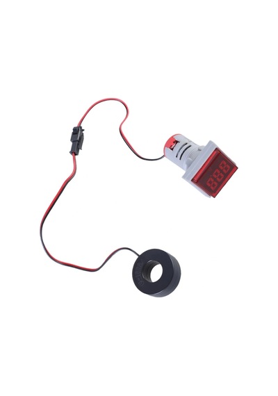 22mm Kırmızı Kare Led Işıklı Ampermetre 0-100a