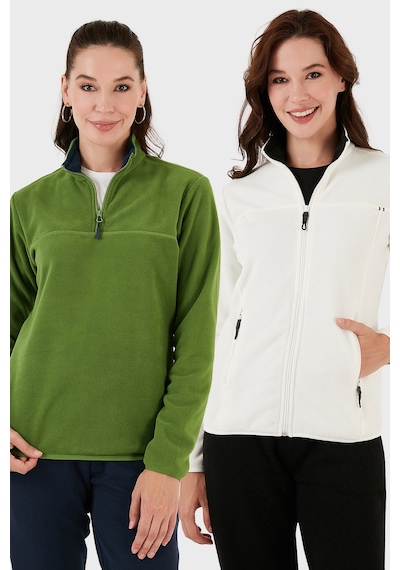 Lela Slim Fit Yumuşak Dokulu Anti-pilling Tüylenme Yapmayan 2'li Paket Polar Kadın Polar 590700200s2 Fıstık Yeşil-ekru