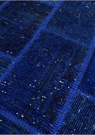 Modern Bohem Stil Vintage Halı Yolluk Özel Tasarım Patchwork Koleksiyonu Lacivert