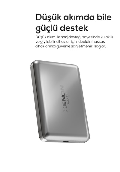 Xenon Smart MagSafe Powerbank 10.000 mAh, 15W Kablosuz, 22.5W Kablolu Hızlı Şarj, Alüminyum Kasa (X6441)