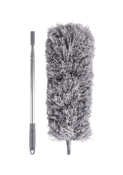Teleskopik Saplı Toz Alma Mopu 240 Cm, Uzatılır Duvar Tavan Yer Temizleyici Mikrofiber Tozucu F277 Gri