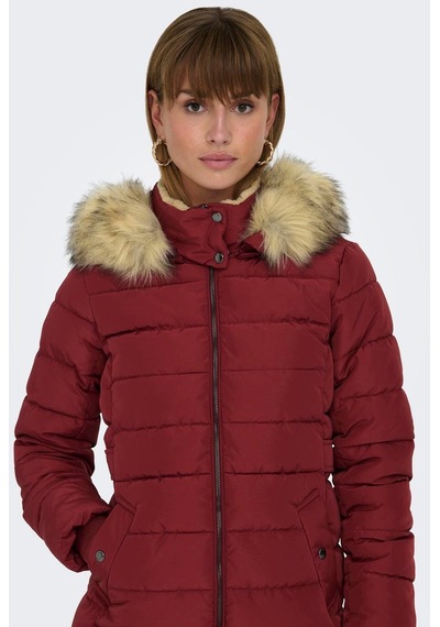 Only Kapüşonlu Bordo Kadın Kaban 15304765 001
