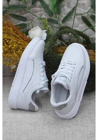 Fort Wks 2765 Beyaz Gümüş Hafif Rahat Sneaker Kadın Spor Ayakkabı 001