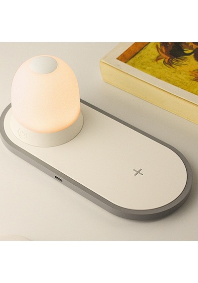 Kablosuz Wireless Şarj Cihazı+Gece Lambası-Beyaz