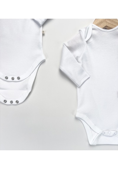 Sezgibaby Unisex, Bebek Uzun Kol % 100 Pamuk 3'lü Çıtçıtlı Body & Zıbın 0-3 Ay / 3-6 Ay / 6-9 Ay Beyaz