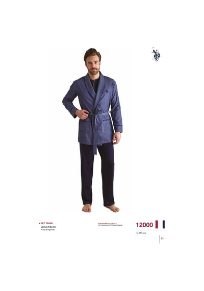 U.S. Polo Assn. Erkek Sabahlık Set Takım 12000 Bordo