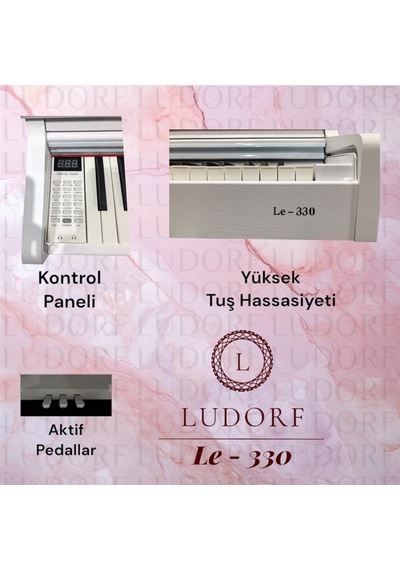 Ludorf Le 330 Siyah Profesyonel Dijital Piyano 88 Tuşlu Tuş Hassasiyetli +tabure / Kulaklık Beyaz