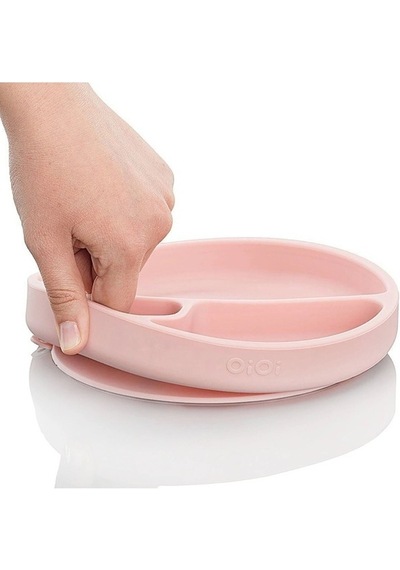 OiOi Porsiyon Vakum Tabanlı Silikon Tabak Pinky Pink Pembe