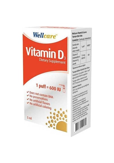 Wellcare Vitamin D3 Içeren Takviye Edici Gıda 5 Ml 1 Fıs 600 Iu