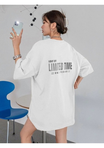Unisex Limited Time Baskılı Oversize T-shirt 001