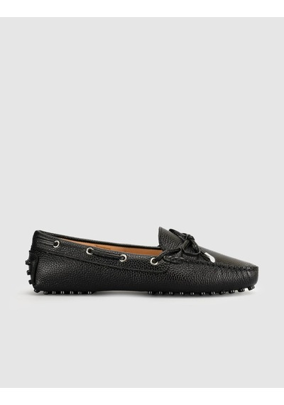 Siyah Hakiki Deri Bağcıklı Günlük Loafer Mokasen Kadın Ayakkabı Siyah Floter