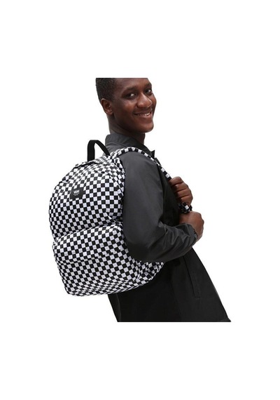 Vans Mn Old Skool Check Backpack Sırt Çantası Damalı Beyaz Siyah