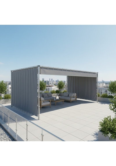 650 Gr/m² Profesyonel Kapsüllü Gri Polyester Branda Su Ve Uv Geçirmez - Balkon, Garaj, Bahçe Gri