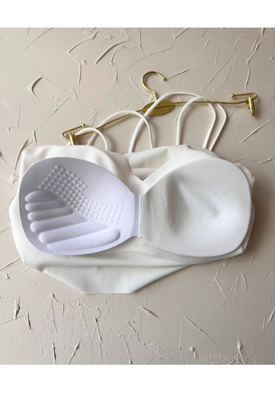 Carma Arkası Çapraz Dekolte İce-silk Balensiz Dikişsiz Push-up İt Beyaz