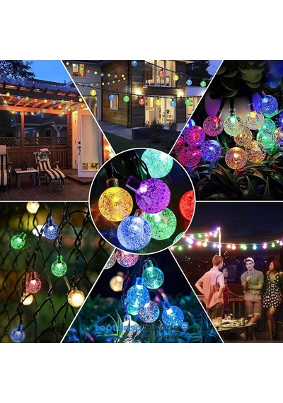Technosmart 50 Ledli Rgb Işık 8 Modlu Solar Kristal Top Bahçe Aydınlatma Dekorasyon Güneş Enerjili Diğer