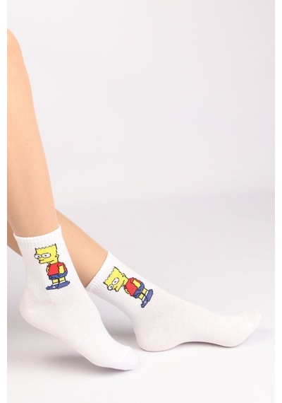 Socks Stores Erkek Çorap Soket Uzun Corap Renkli Desenli Çoraplar Beyaz