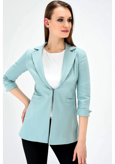 Kapri Truvakar Kol Süs Cepli Kopçalı Ofis Blazer Kumaş Ceket-mint Mint