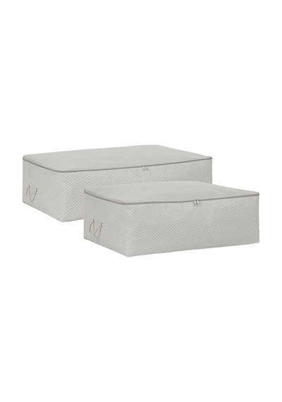 Ocean Home Textile 2'li Gri Balıksırtı Baza Altı Hurç Set