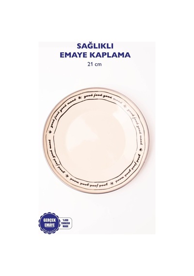 Mood Emaye Pasta/sunum Tabağı 21 Cm Krem - Siyah