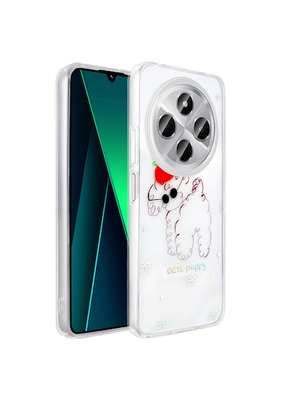 Xiaomi Redmi 14c 4g Kılıf Şeffaf Figürlü Mkst Folk Sert Kapak - Papatya Beyaz