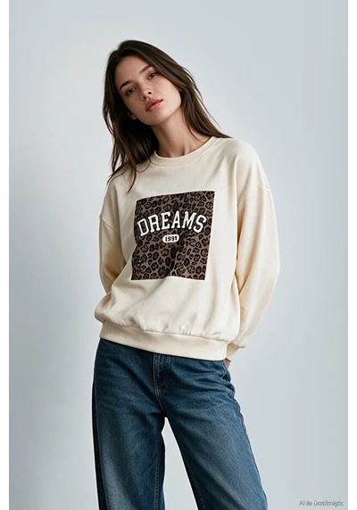 Quzu 27kswt03084 Ekru Sweatshirt