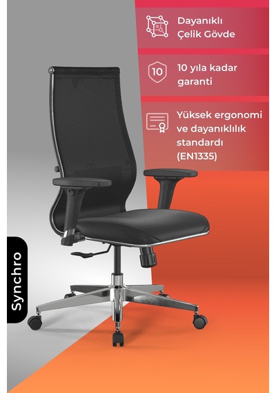 Metta Ergolife Synergolife Synchrosit 10 Ergonomik Ofis Sandalyesi Ayarlanabilir Kolçaklı, Fileli, Öğrenci Sandalyesi -211.d.1.3e3 Siyah Metta Ergolife Synergolife Synchrosit 10 Ergonomik Ofis Sandalyesi Ayarlanabilir Kolçaklı, Fileli, Öğrenci Sandalyesi -211.d.1.3e3 Siyah