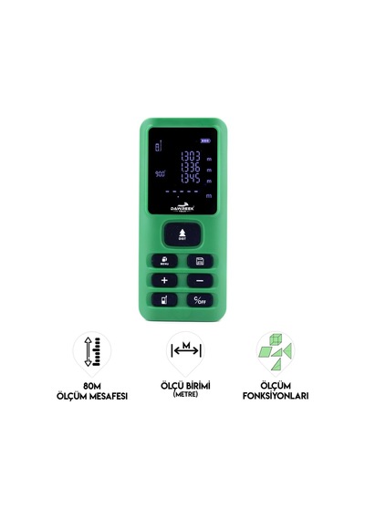 Dawreek Mesafe Ölçer E40 Green 80 Metre Dijital El Tipi Mesafe Ölçüm Cihazı