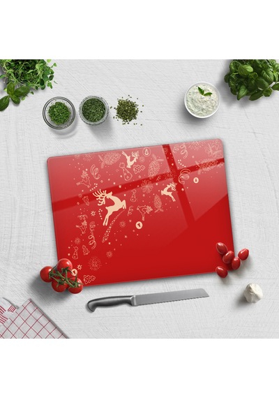 Decorita Cam Kesme Tahtası|Yeni Yıl Kırmızı 30 x 40 CM