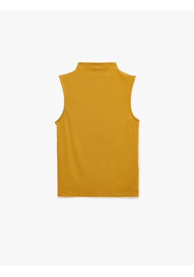 Koton Modal Kumaş Slim Fit Dik Yaka Kolsuz Tişört Sarı 7wak10090ek