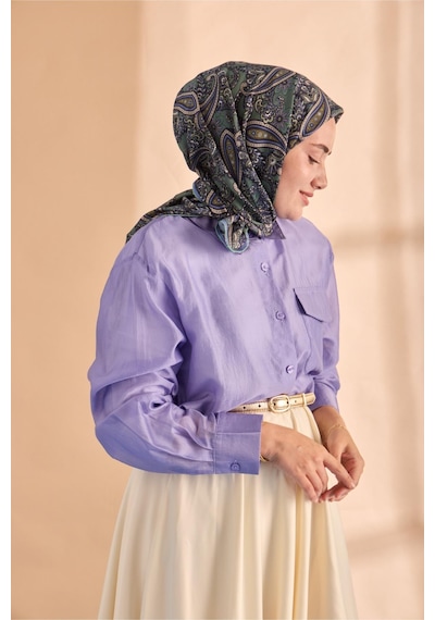 Silk Home Yaz Esintisi Eşarp 150002-12 Çağla, Lila Mavi, Taş, Sisli Yeşil