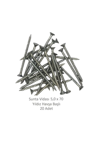 Sunta Vidası 5,0x70, 20 Adet Tam Diş Snt Yhb Vida