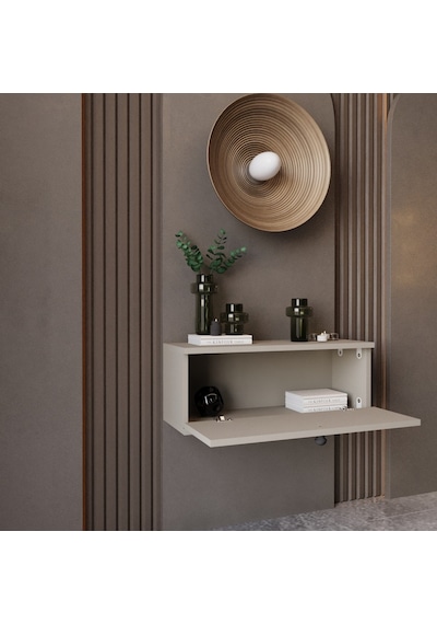 Melura Home 50 Cm Melura Dresuar %100 Mdf Kapaklı Duvara Monte Kumtaşı