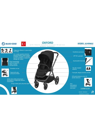 Maxi-Cosi Oxford Çift Yönlü Seyahat Sistem Olabilen Bebek Arabası Twillic Graphite