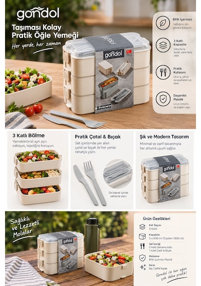 Gondol Lunch Box Saklama Kabı Yeşil