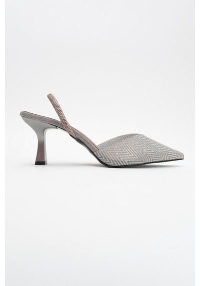 Luvishoes Luvi Shoes Renos Platin Kum Sim Sivri Burun Kadın Topuklu Abiye Ayakkabı Platin