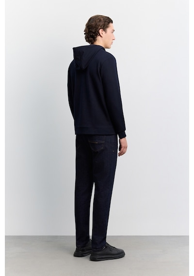 Avva Erkek Lacivert Kapüşonlu Kolay Ütülenebilir İnterlok Regular Fit Sweatshirt B001034