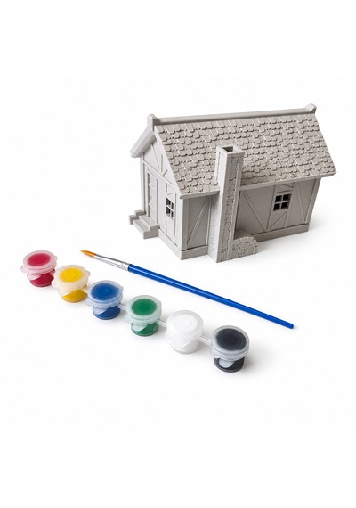 3d Maket Ev Boyama Seti 12x10 Cm Dekoratif Minyatür Ev Maketi 6'lı Boya Ve Fırça Hediyeli Hobi Seti