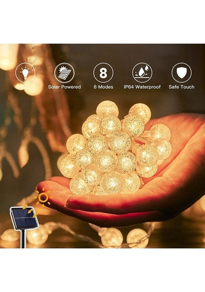 Güneş Enerjili 7 Metre 8 Fonksiyonlu Solar Led Yılbaşı Parti Aydınlatma Su Geçirmez Panel
