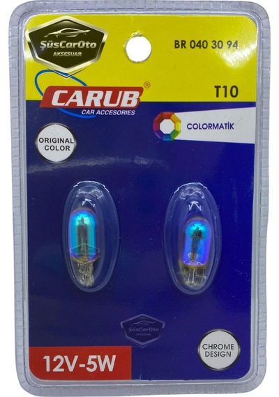 Carub Diadem Ampul Krom Amber Park Ampulü T10 Wy5w 12v Turuncu Işık Colormatik 2'li Takım 00 Şüscaroto Aksesuar