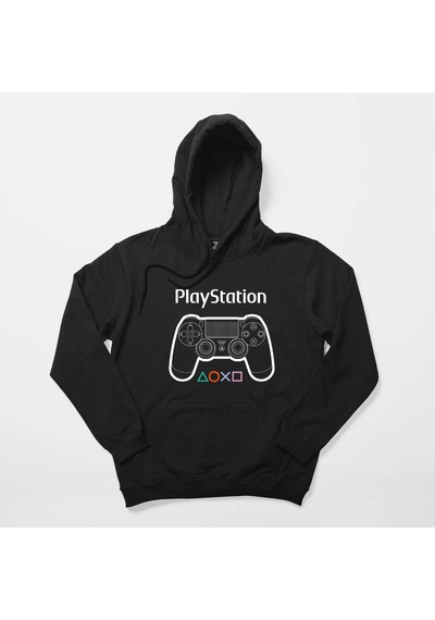 Playstation Gamepad Text Siyah Kapşonlu Sweatshirt Hoodie