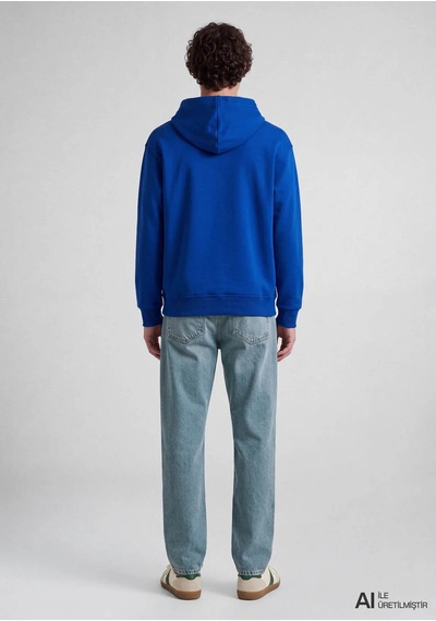 Mavi Logo Nakışlı Kapüşonlu Mavi Erkek Sweatshirt M065809-70896