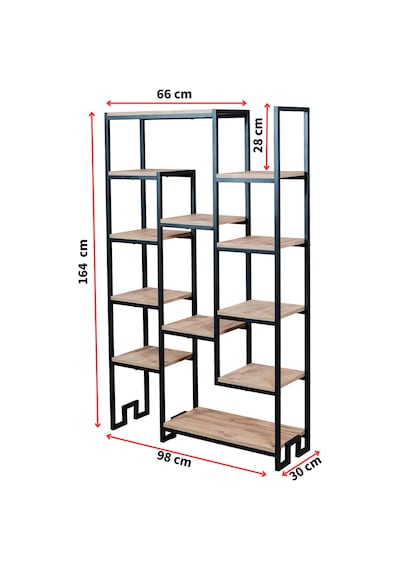 12 Raflı Modern Kitaplık Çiçeklik Ve Dekoratif Yaşam Ünitesi - Metal İskeletli Ahşap Raflı Siyah 12 Raflı Modern Kitaplık Çiçeklik Ve Dekoratif Yaşam Ünitesi - Metal İskeletli Ahşap Raflı Siyah