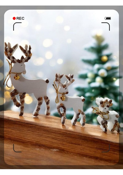Dekoratif Ahşap Geyik Noel Temalı 15-10-6 Cm