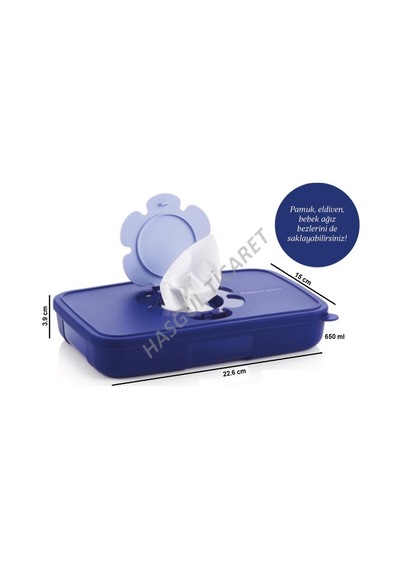 Tupperware Islak Mendil Kutusu 650 Ml Lacivert Ince Mendil Kutusu N1142010 Çok Renkli