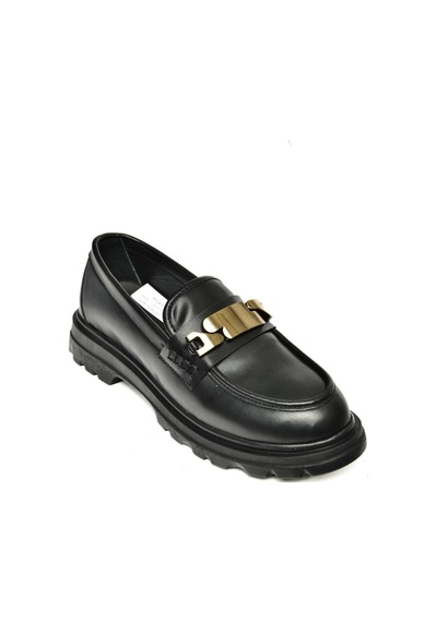 Fox Shoes T820515109 Siyah Makosen Kadın Ayakkabı Siyah-suni Deri Siyah