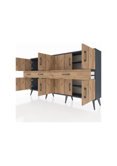 Arges Konsol 5 Raflı 3 Çekmeceli 8 Kapaklı 176x30x99 Antrasit-çam Atlas Çam - Antrasıt Arges Konsol 5 Raflı 3 Çekmeceli 8 Kapaklı 176x30x99 Antrasit-çam Atlas Çam - Antrasıt