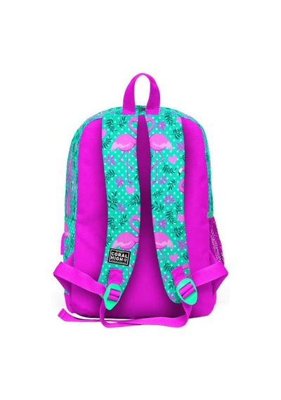Coral High Kids Su Yeşili Pembe Flamingo Desenli Usb'li 3 Lü Okul Çanta Seti Set0123812 Çok Renkli