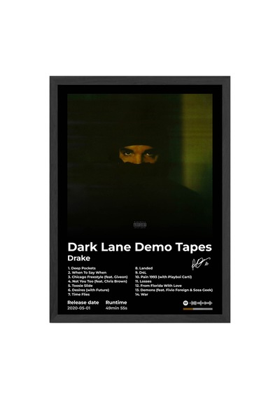 Drake Lane Demo Tapes Siyah Ahşap Çerçeveli Poster, Dekoratif Müzik Albüm Duvar Tablosu