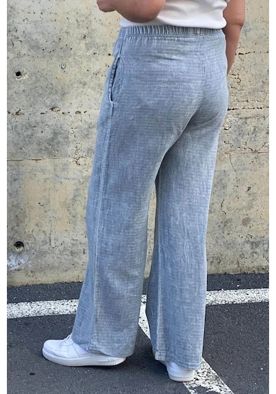 Mia Butik Kadın Gri Keten Pantolon Gri