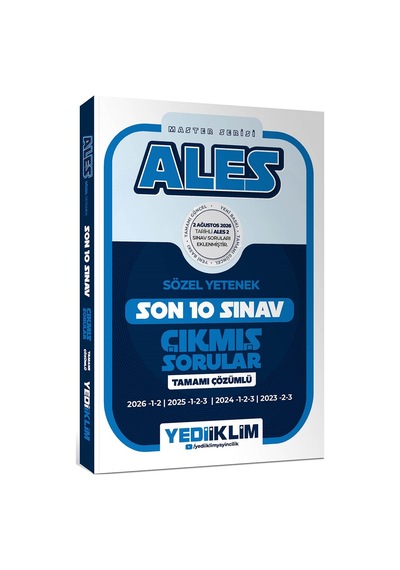 Yediiklim Yayınları Ales Master Serisi Sözel Yetenek Tamamı Çözümlü Son 10 Sınav Çıkmış Sorular